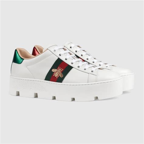 gucci ace embroidered sneaker loved|gucci bee platform sneakers.